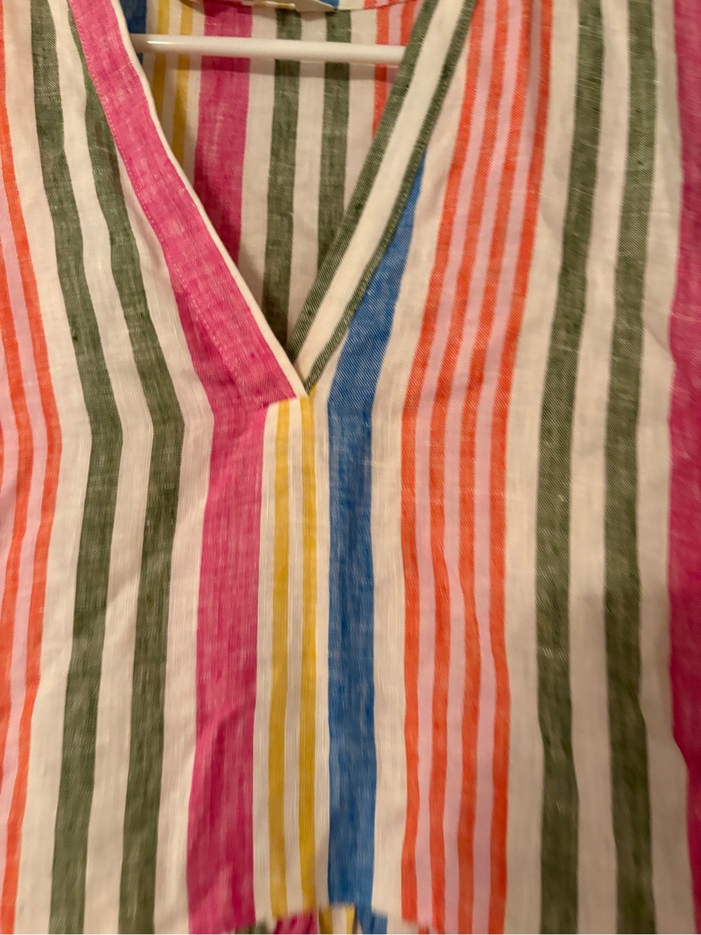 Boden Linen Women’s Multicolor Striped V-Neck Tie-Waist Dress size 10 - Picture 3 of 5